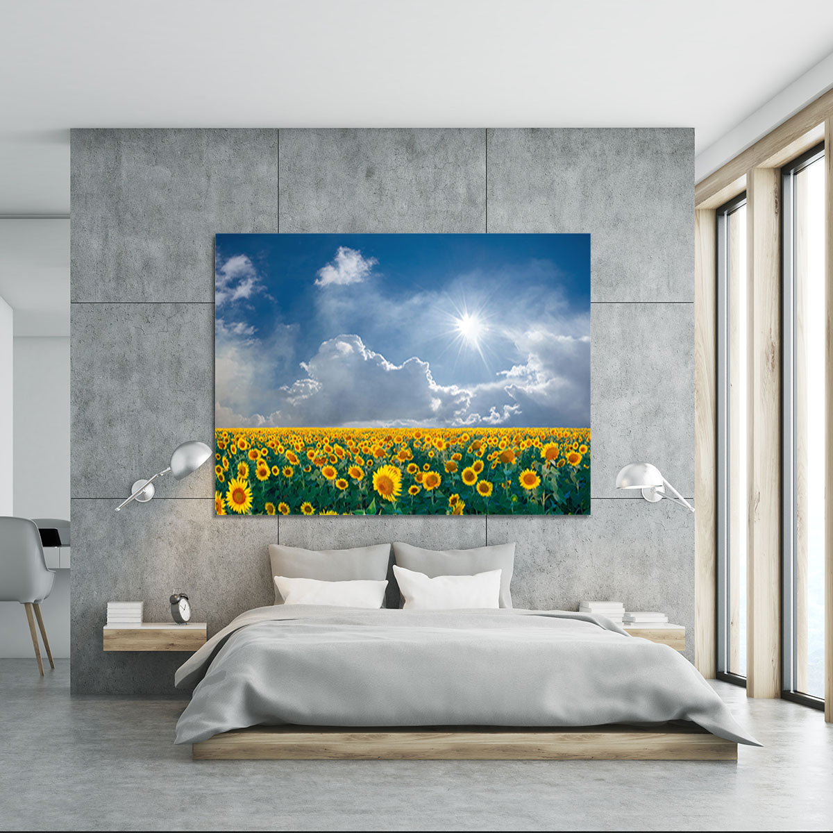 big sunflowers field and blue sky Canvas Print or Poster - Canvas Art Rocks - 5