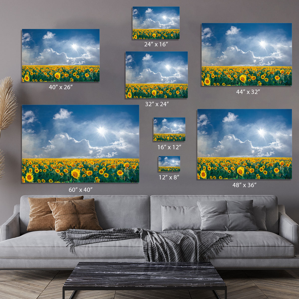 big sunflowers field and blue sky Canvas Print or Poster - Canvas Art Rocks - 7