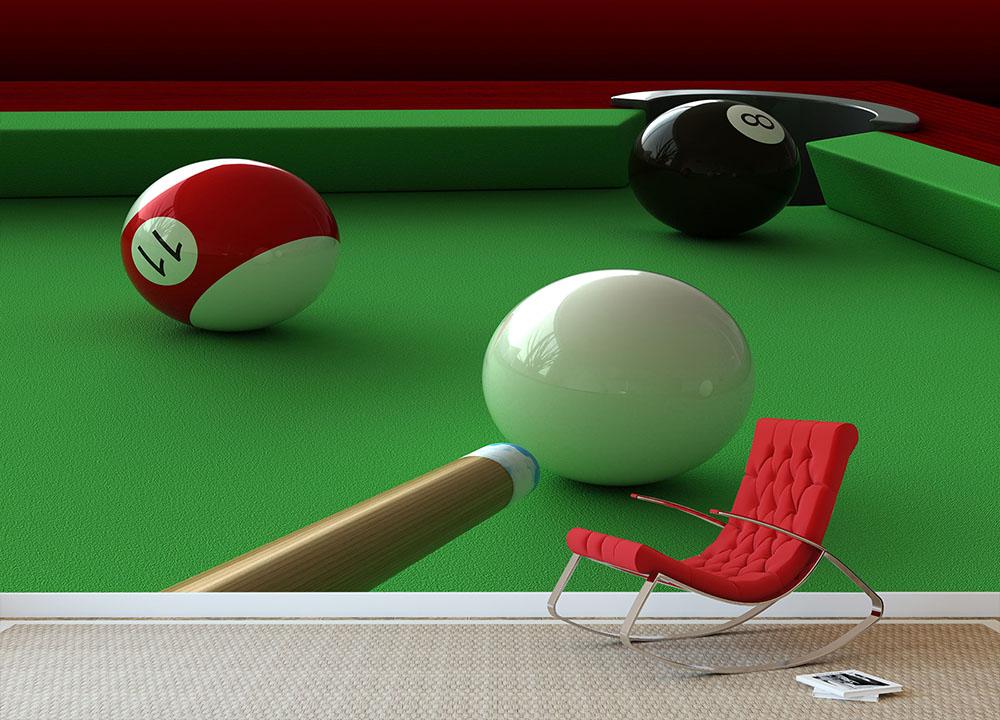 billiard balls and table Wall Mural Wallpaper - Canvas Art Rocks - 2