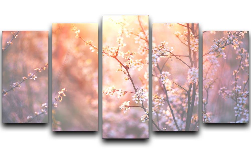 blooming tree and sun flare 5 Split Panel Canvas  - Canvas Art Rocks - 1
