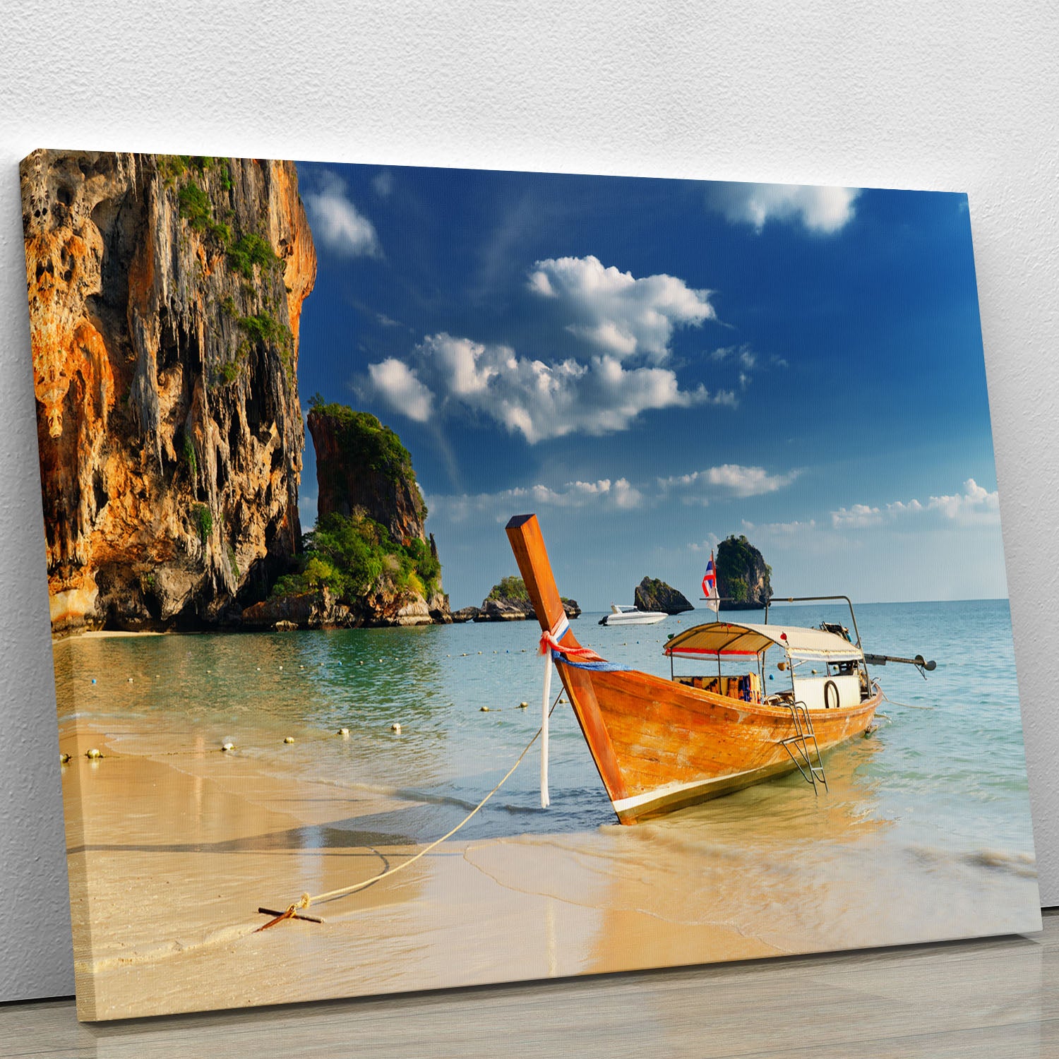 boats on Railay Beach Krabi Canvas Print or Poster - Canvas Art Rocks - 1