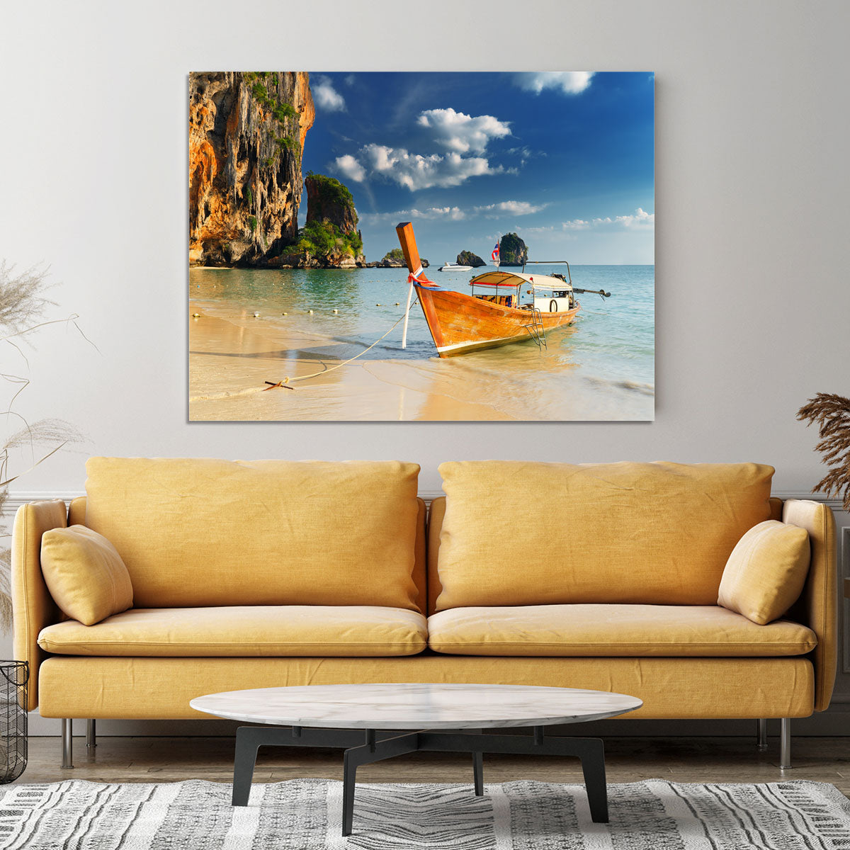 boats on Railay Beach Krabi Canvas Print or Poster - Canvas Art Rocks - 4