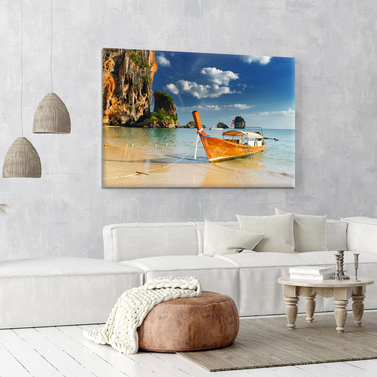 boats on Railay Beach Krabi Canvas Print or Poster - Canvas Art Rocks - 6
