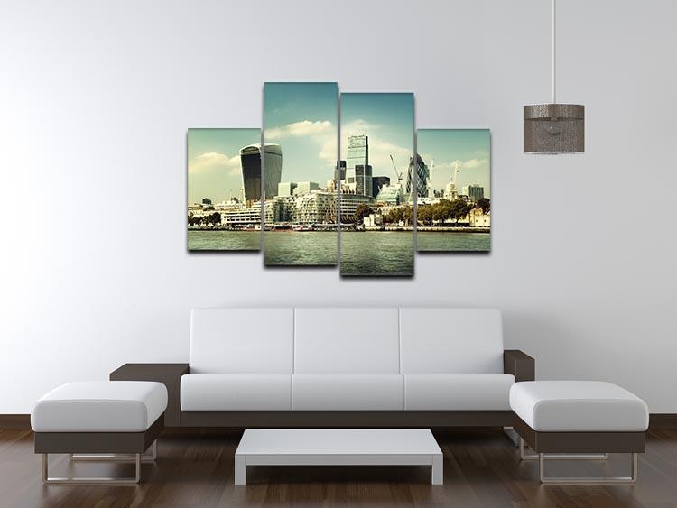 city skyline from the River Thames 4 Split Panel Canvas  - Canvas Art Rocks - 3