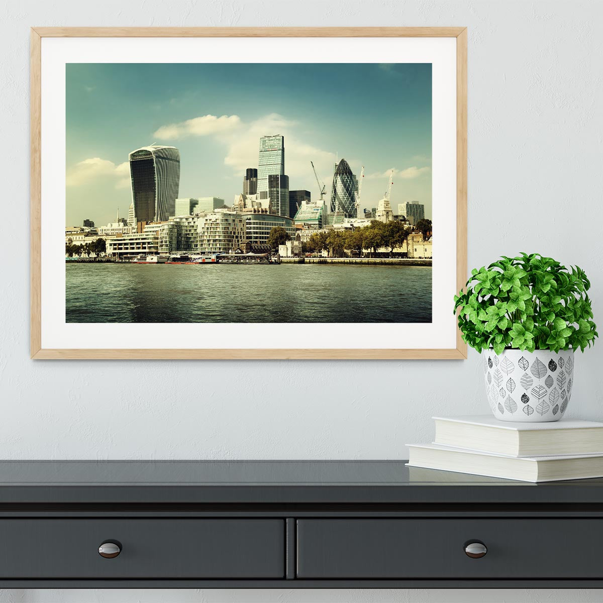 city skyline from the River Thames Framed Print - Canvas Art Rocks - 3