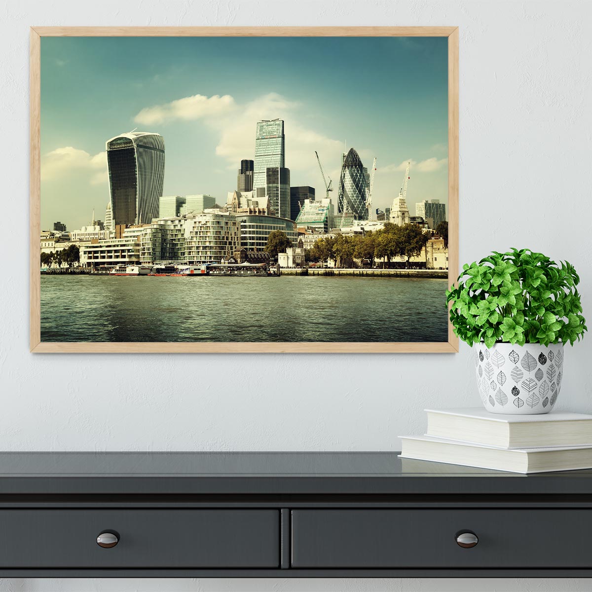 city skyline from the River Thames Framed Print - Canvas Art Rocks - 4