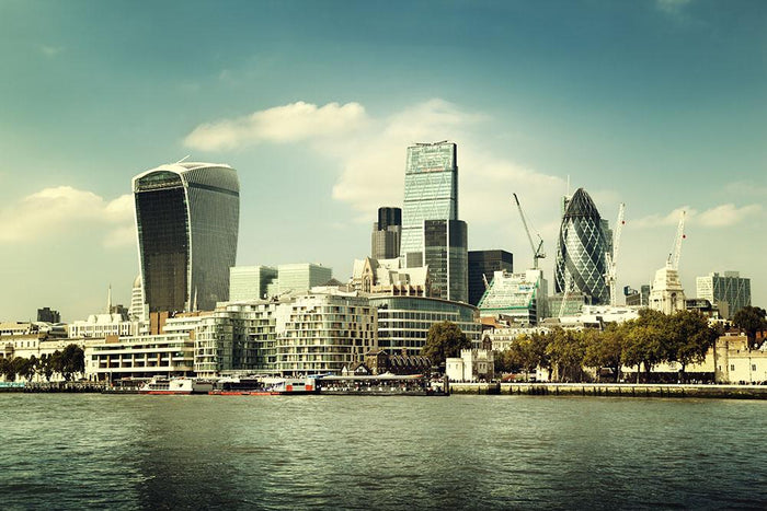 city skyline from the River Thames Wall Mural Wallpaper