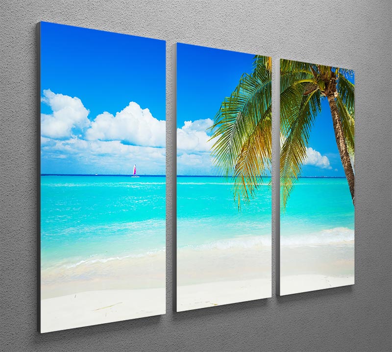 clear blue sea Beach 3 Split Panel Canvas Print - Canvas Art Rocks - 2