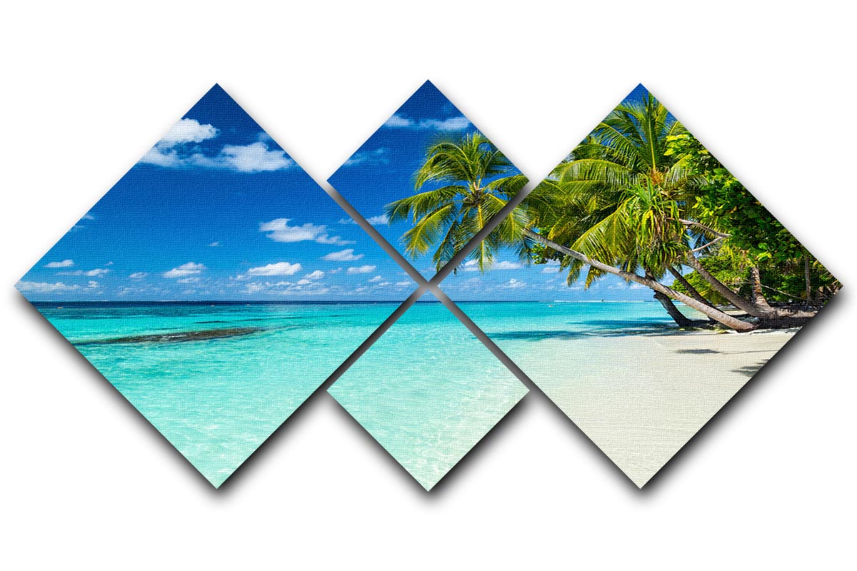 coco palms on paradise beach 4 Square Multi Panel Canvas - Canvas Art Rocks - 1