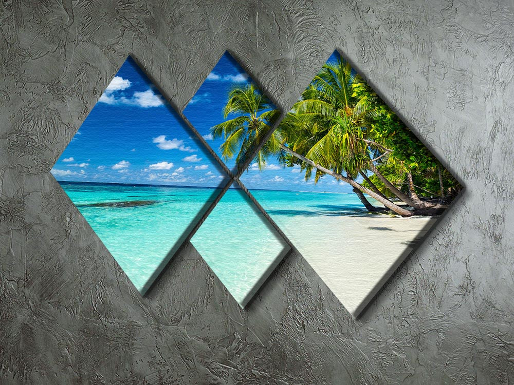 coco palms on paradise beach 4 Square Multi Panel Canvas - Canvas Art Rocks - 2