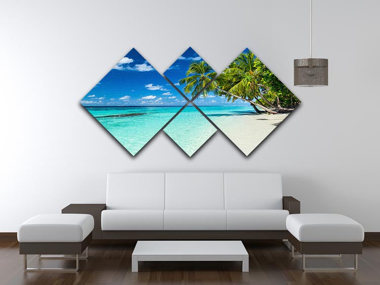 coco palms on paradise beach 4 Square Multi Panel Canvas - Canvas Art Rocks - 3