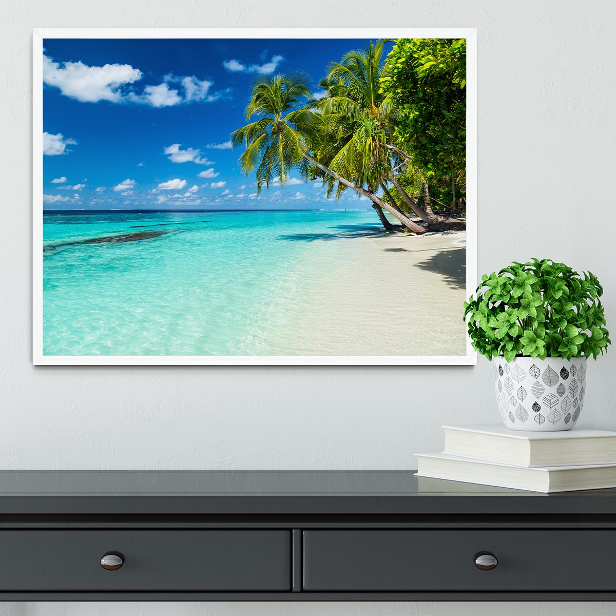 coco palms on paradise beach Framed Print - Canvas Art Rocks -6