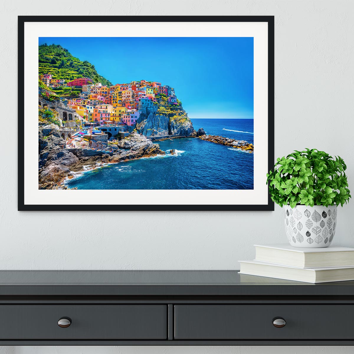 colorful cityscape on the mountains Framed Print - Canvas Art Rocks - 1