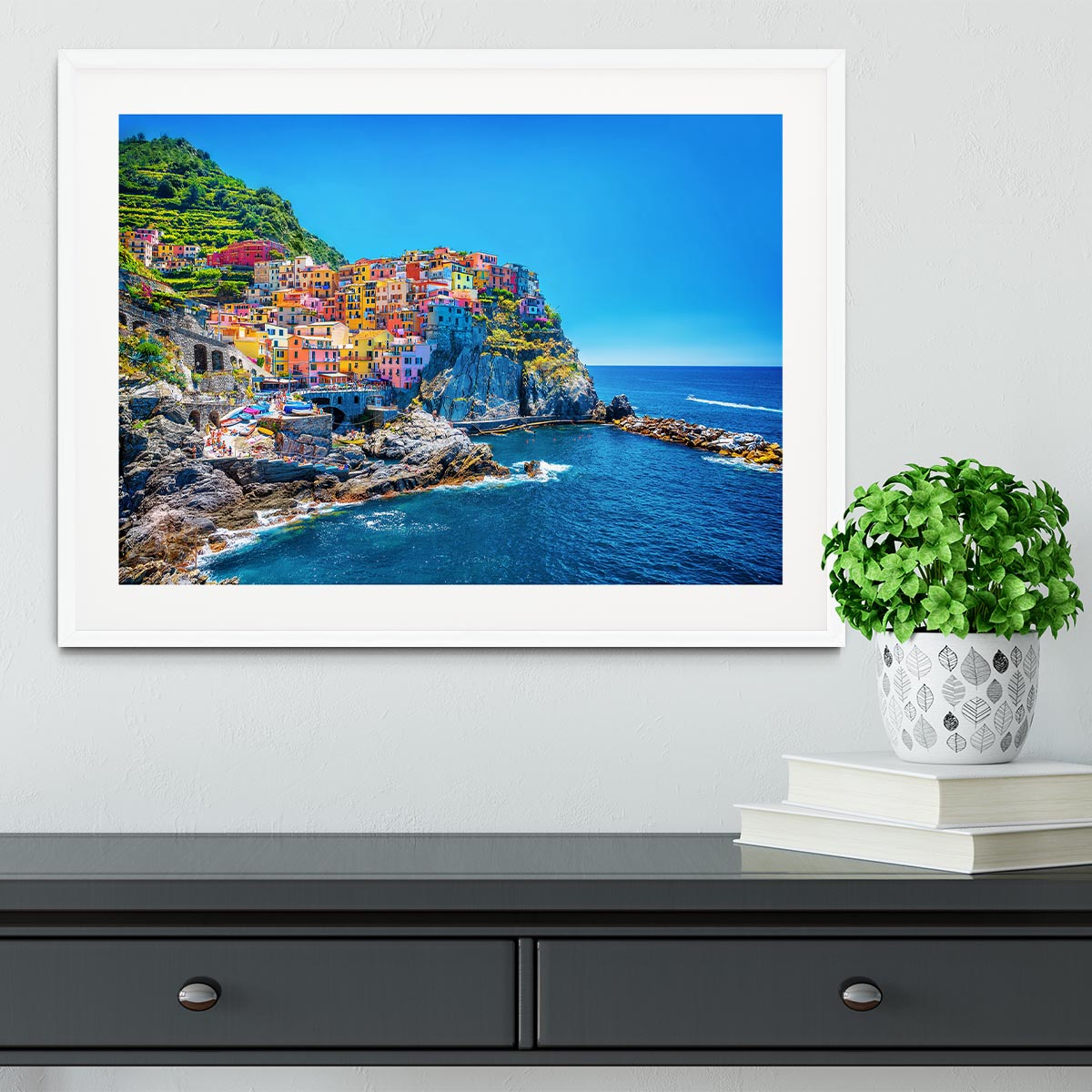 colorful cityscape on the mountains Framed Print - Canvas Art Rocks - 5