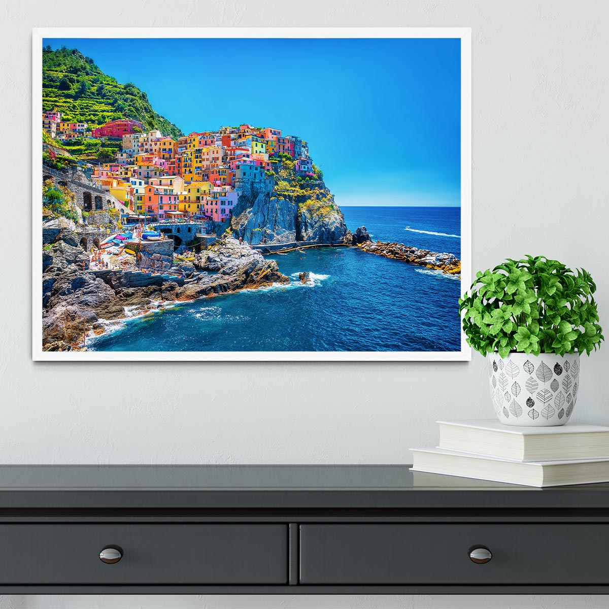 colorful cityscape on the mountains Framed Print - Canvas Art Rocks -6