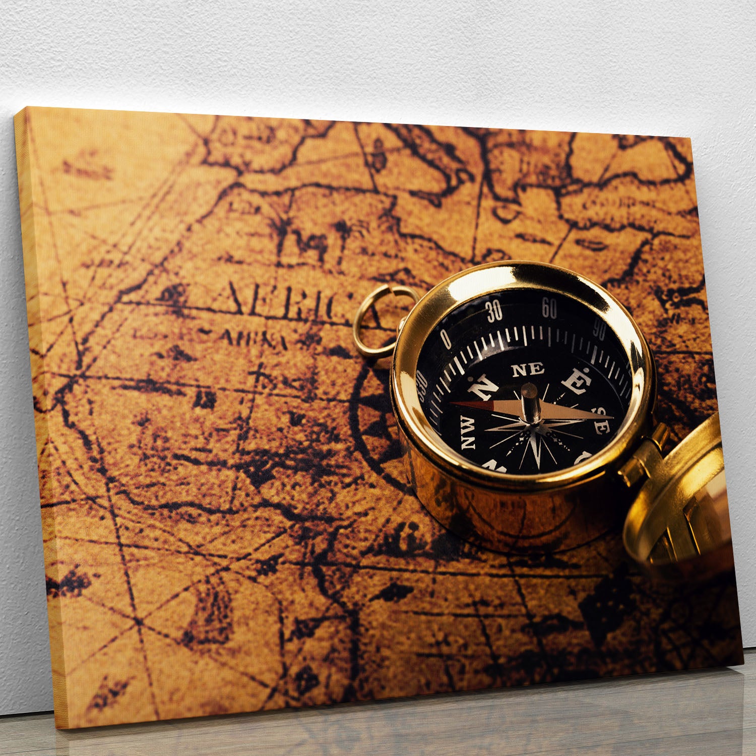 compass on vintage world map Canvas Print or Poster - Canvas Art Rocks - 1
