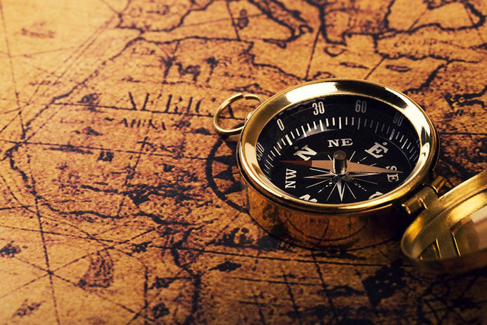 compass on vintage world map Wall Mural Wallpaper