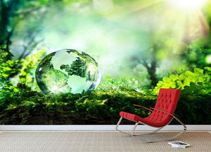 crystal globe on moss in a forest Wall Mural Wallpaper - Canvas Art Rocks - 2
