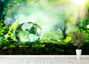 crystal globe on moss in a forest Wall Mural Wallpaper - Canvas Art Rocks - 4