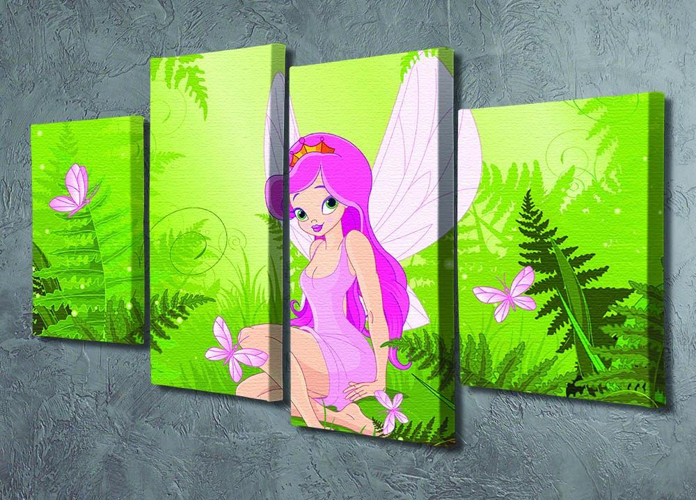 cute fairy into magic forest 4 Split Panel Canvas - Canvas Art Rocks - 2