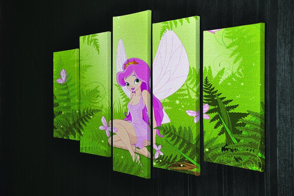 cute fairy into magic forest 5 Split Panel Canvas - Canvas Art Rocks - 2