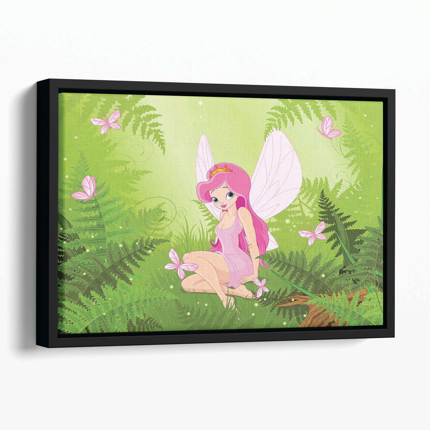cute fairy into magic forest Floating Framed Canvas