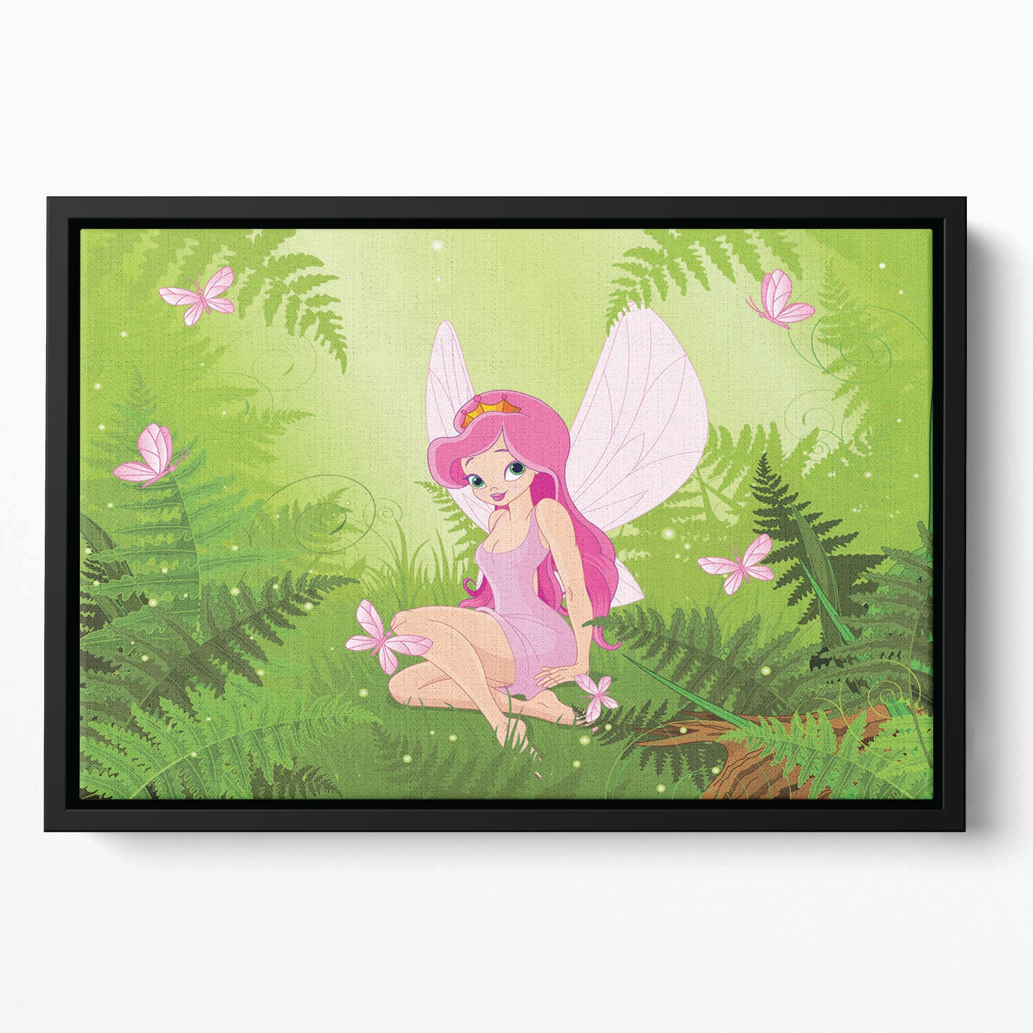 cute fairy into magic forest Floating Framed Canvas