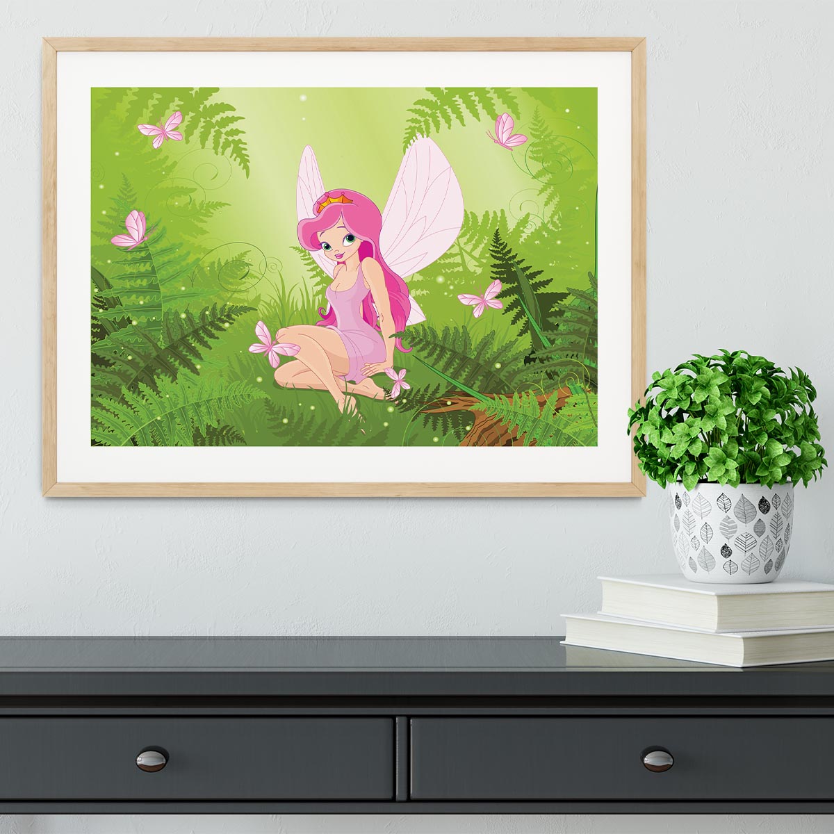cute fairy into magic forest Framed Print - Canvas Art Rocks - 3