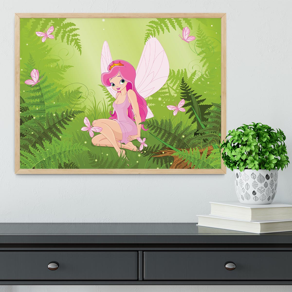 cute fairy into magic forest Framed Print - Canvas Art Rocks - 4