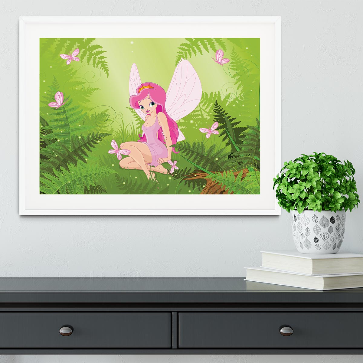cute fairy into magic forest Framed Print - Canvas Art Rocks - 5