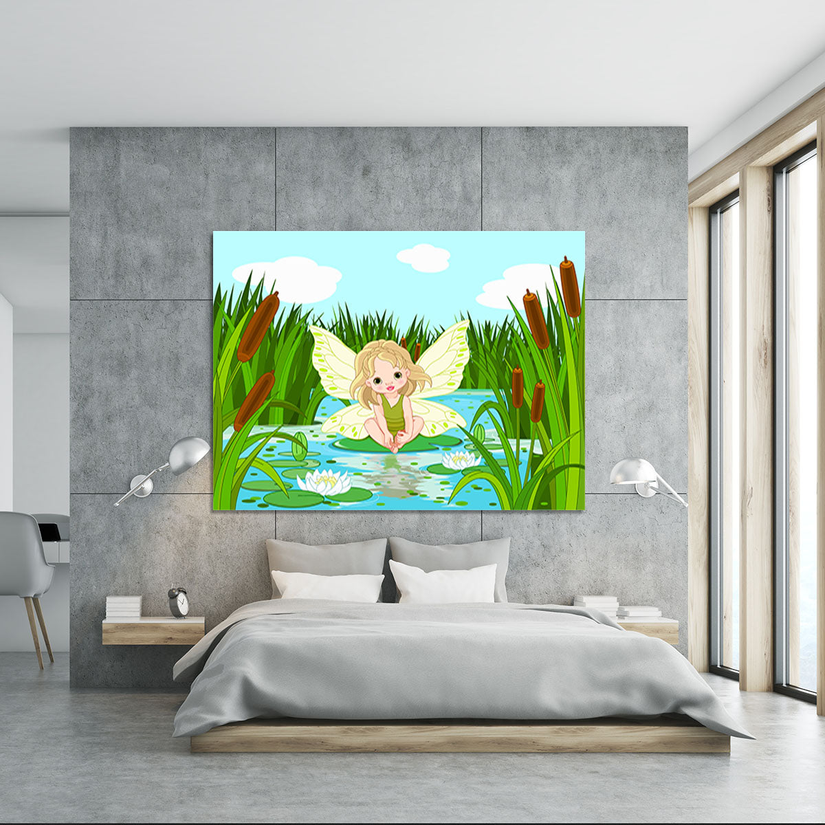 cute fairy sitting in leaf of lily Canvas Print or Poster - Canvas Art Rocks - 5