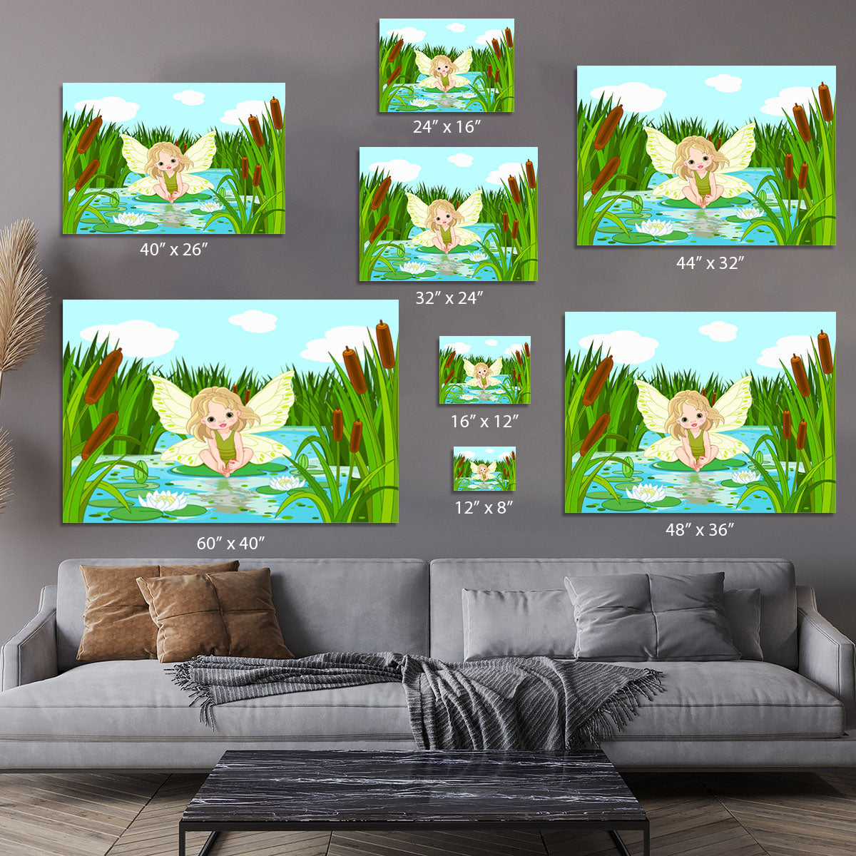 cute fairy sitting in leaf of lily Canvas Print or Poster - Canvas Art Rocks - 7