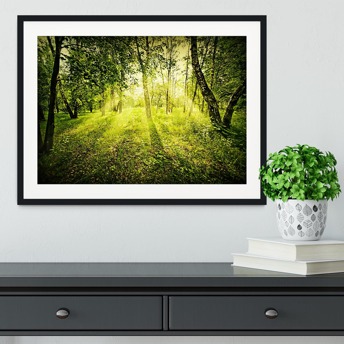 deep forest on summer morning Framed Print - Canvas Art Rocks - 1