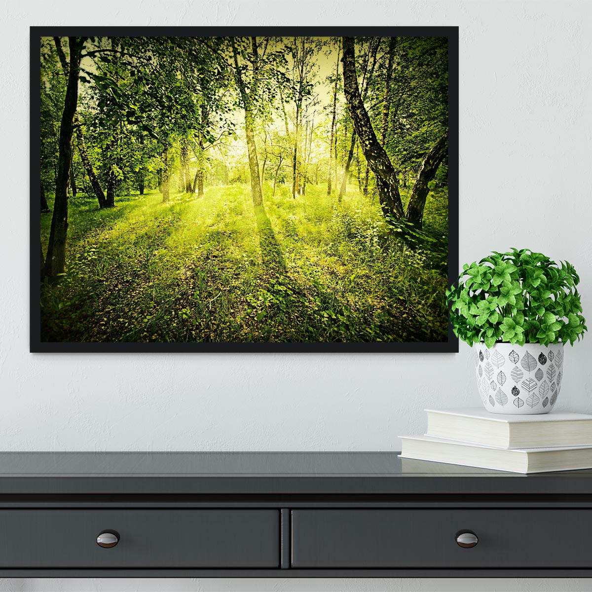 deep forest on summer morning Framed Print - Canvas Art Rocks - 2
