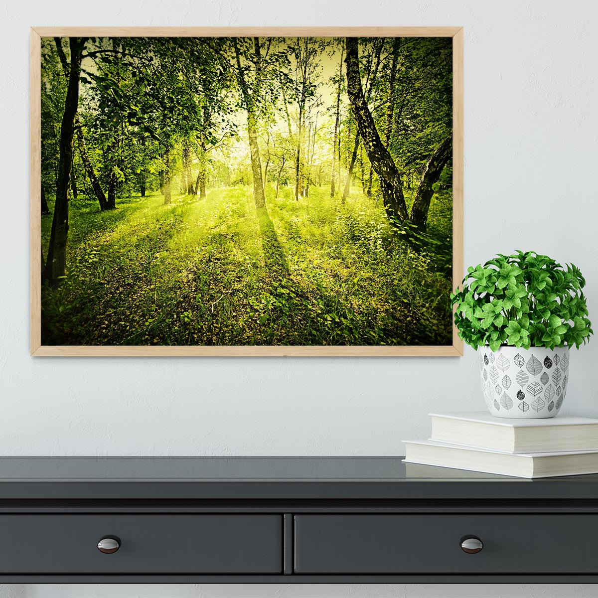 deep forest on summer morning Framed Print - Canvas Art Rocks - 4