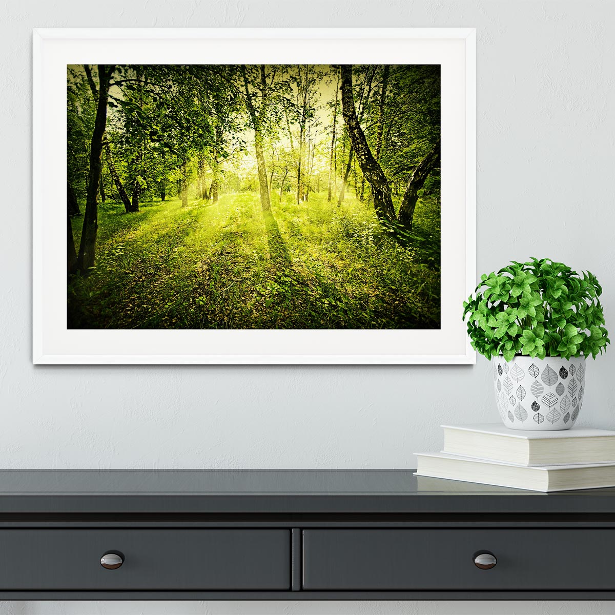 deep forest on summer morning Framed Print - Canvas Art Rocks - 5