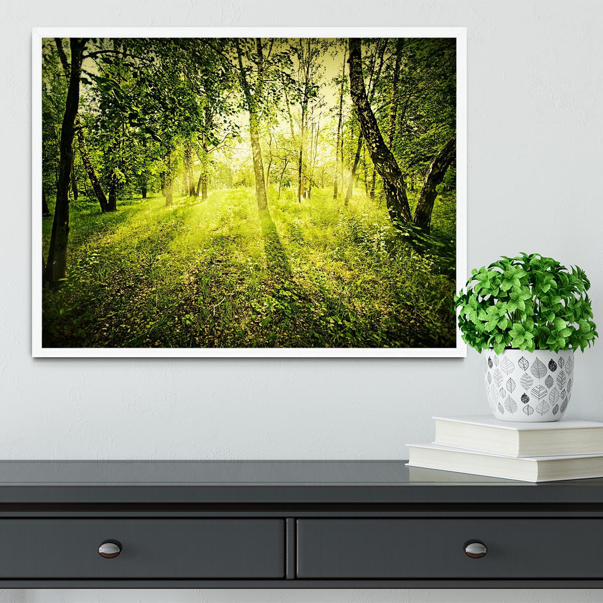 deep forest on summer morning Framed Print - Canvas Art Rocks -6