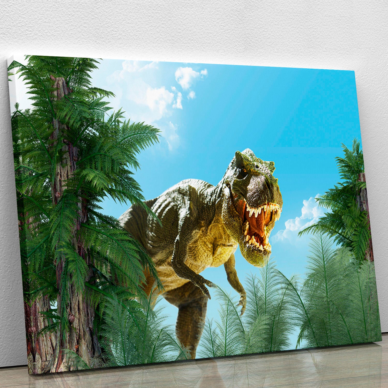 dinosaur in the jungle background Canvas Print or Poster - Canvas Art Rocks - 1