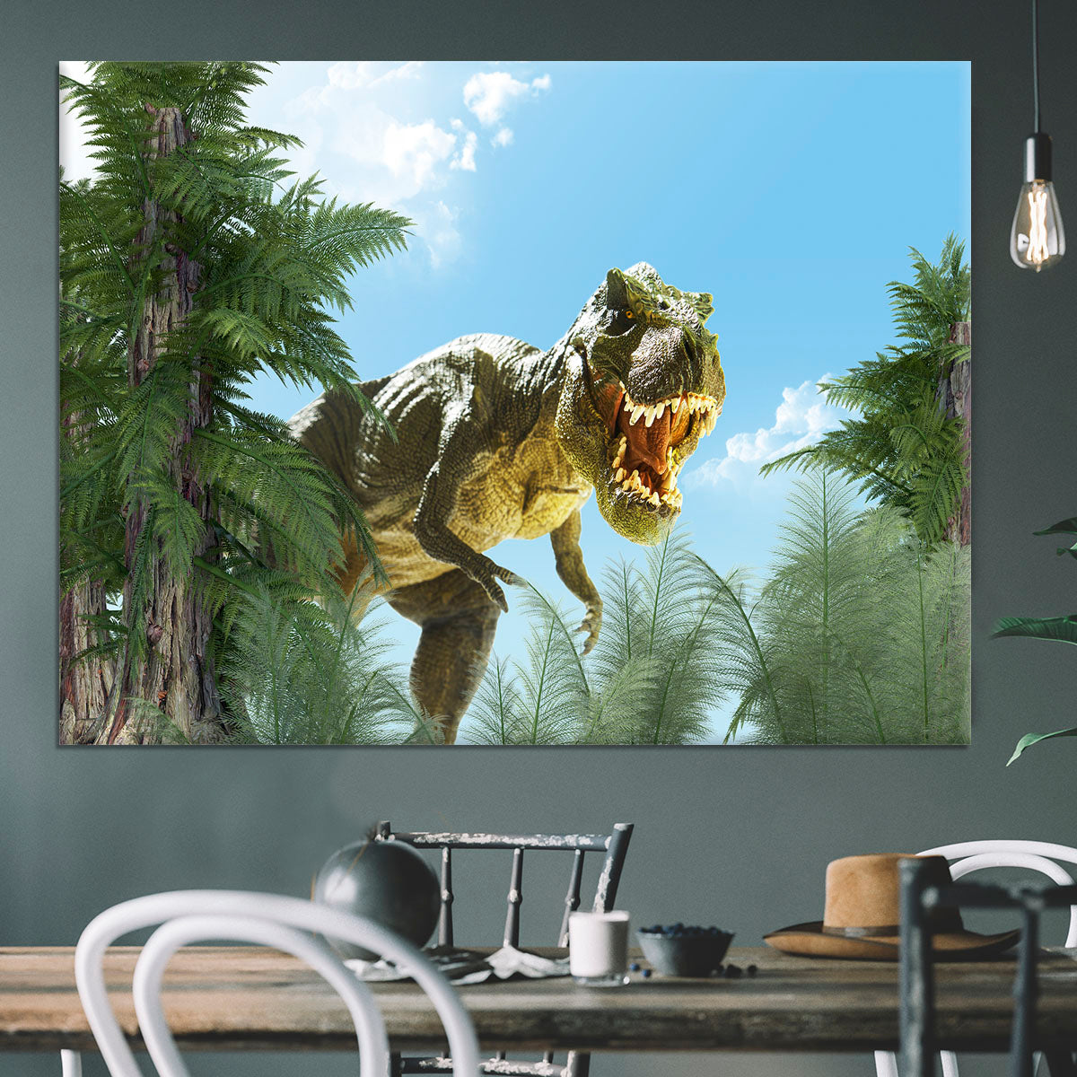 dinosaur in the jungle background Canvas Print or Poster - Canvas Art Rocks - 3