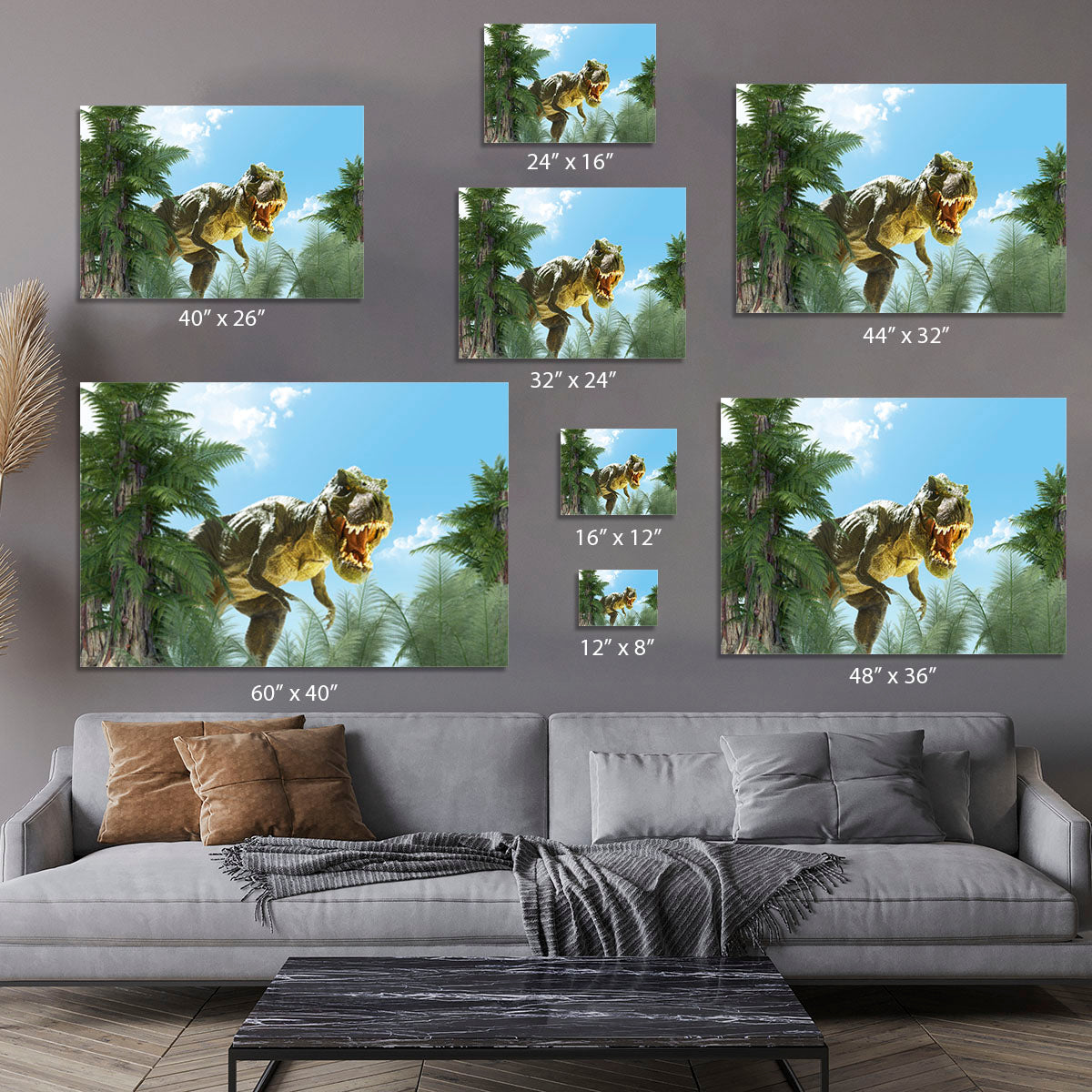 dinosaur in the jungle background Canvas Print or Poster - Canvas Art Rocks - 7