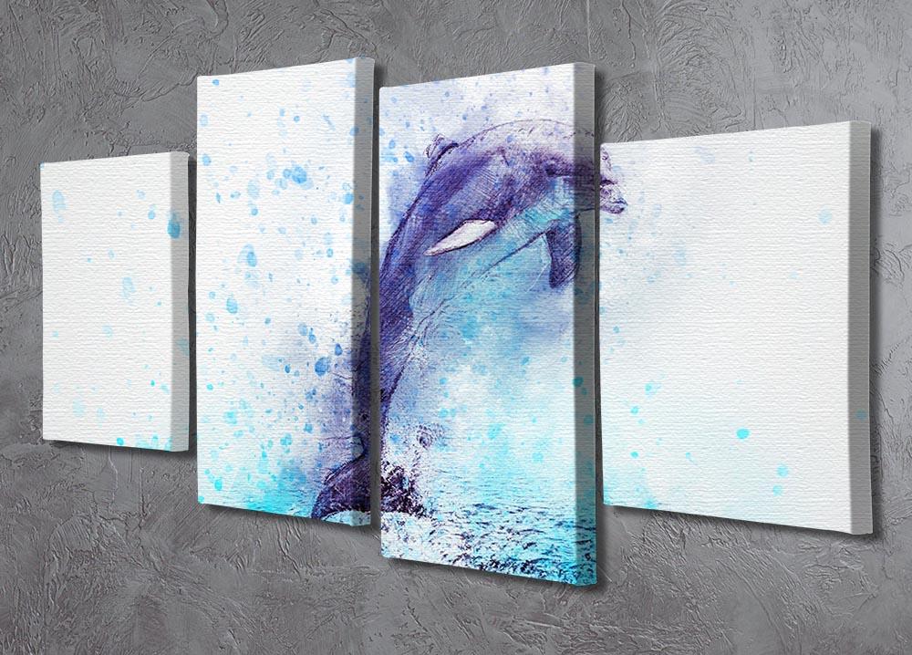 dolphin Painting 4 Split Panel Canvas - Canvas Art Rocks - 2