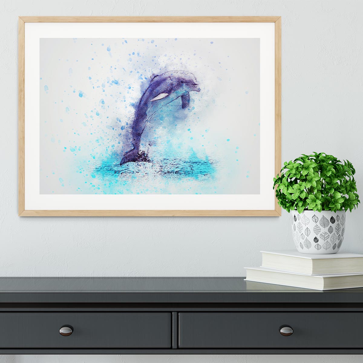 dolphin Painting Framed Print - Canvas Art Rocks - 3