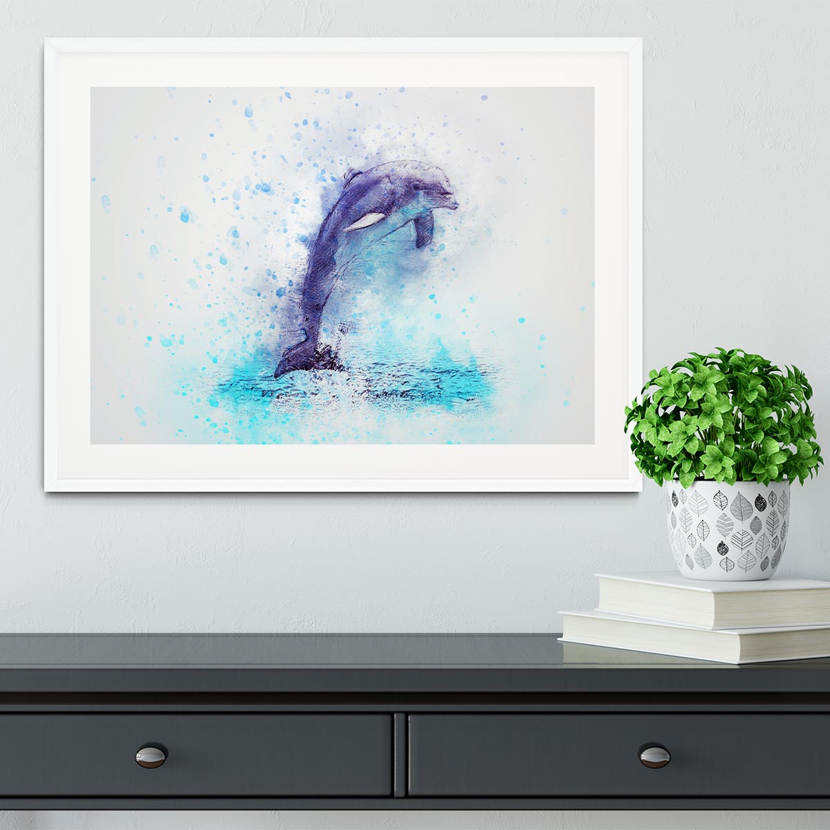dolphin Painting Framed Print - Canvas Art Rocks - 5