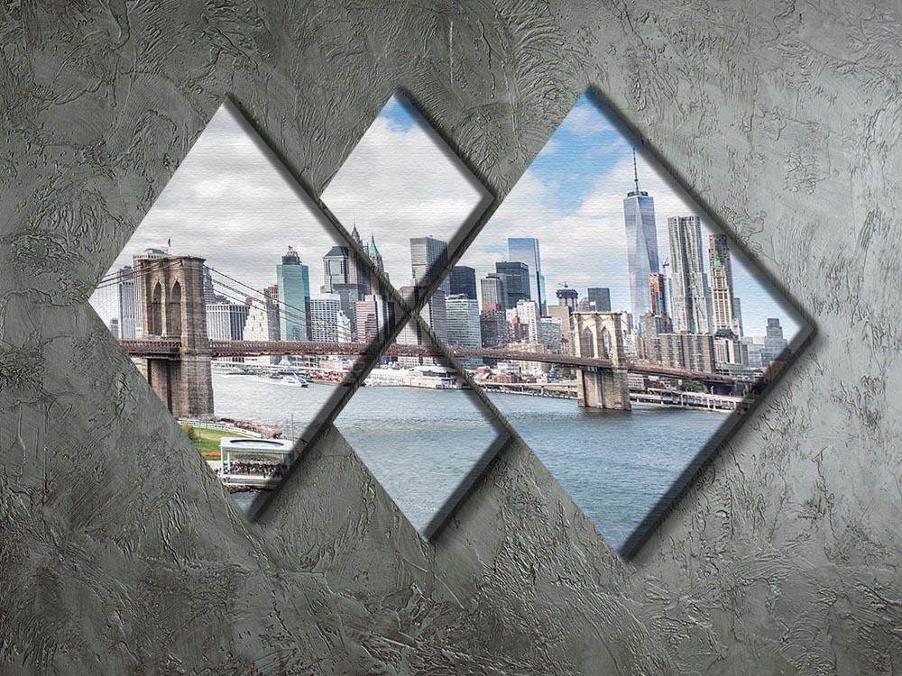 downtown Manhattan Bridge 4 Square Multi Panel Canvas  - Canvas Art Rocks - 2