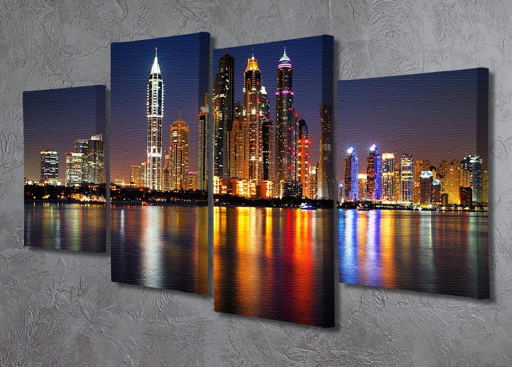 dusk Palm Jumeirah skyline view 4 Split Panel Canvas  - Canvas Art Rocks - 2