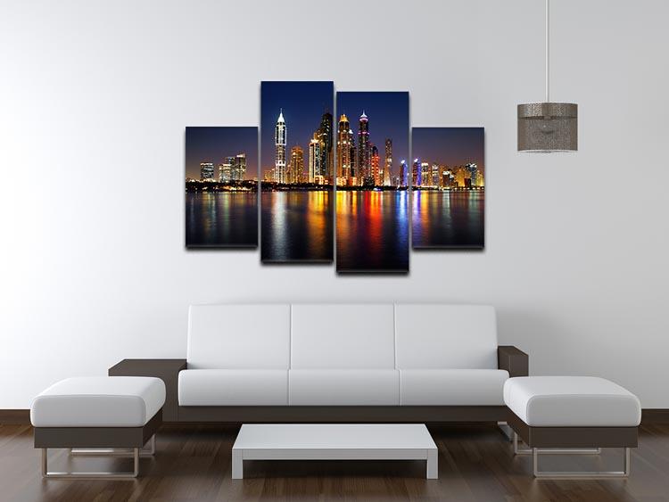 dusk Palm Jumeirah skyline view 4 Split Panel Canvas  - Canvas Art Rocks - 3
