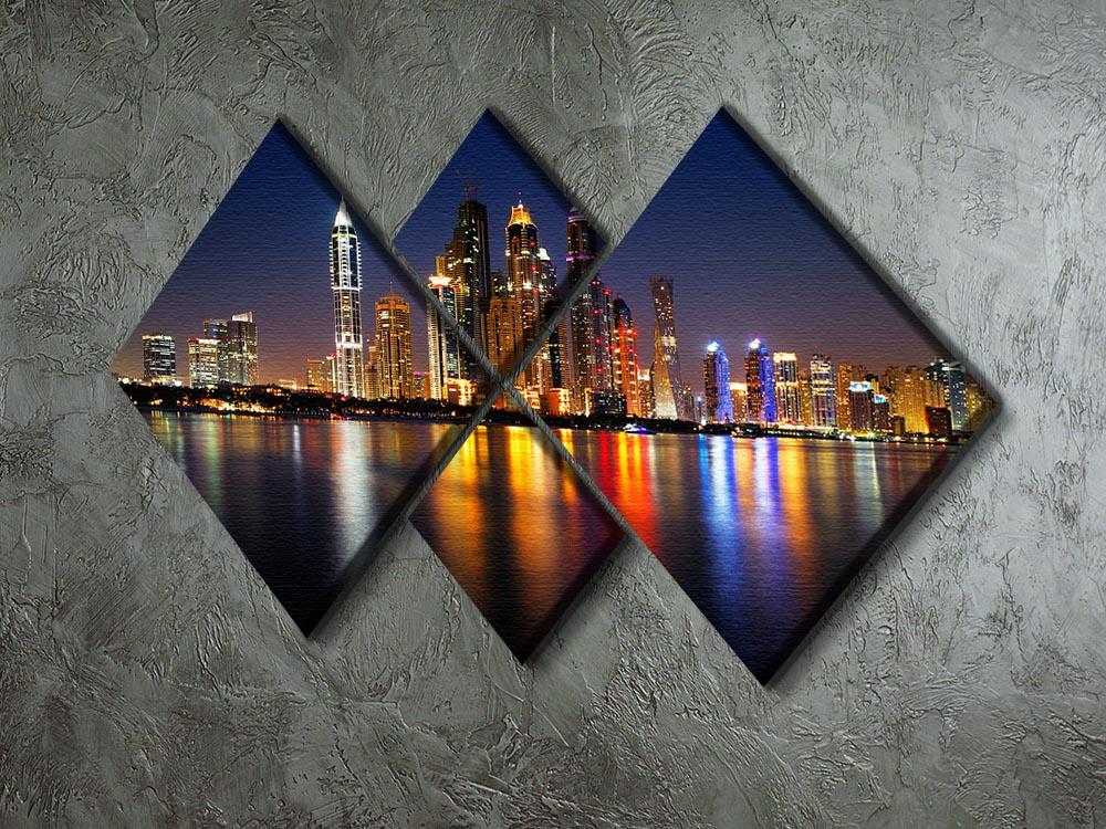 dusk Palm Jumeirah skyline view 4 Square Multi Panel Canvas  - Canvas Art Rocks - 2