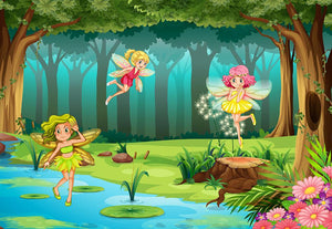 fairies flying in the jungle Wall Mural Wallpaper - Canvas Art Rocks - 1