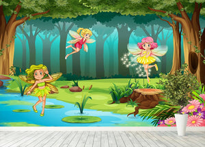fairies flying in the jungle Wall Mural Wallpaper - Canvas Art Rocks - 4