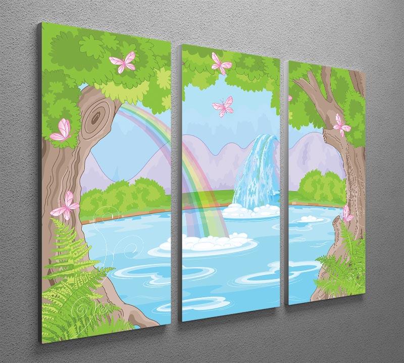 fairy landscape with Fabulous Waterfall 3 Split Panel Canvas Print - Canvas Art Rocks - 2